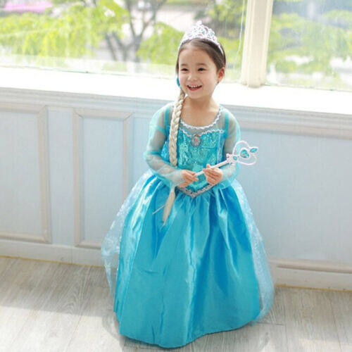 Princess Dresses Els Costume Little Girls Ice Queen Cosplay Kids Dress Up Party Prom Birthday Sleeveless Skirt 