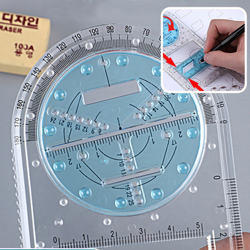 Multifunctional Geometric Ruler Geometric Drawing Template Measuring Tool School Office Building Drawing