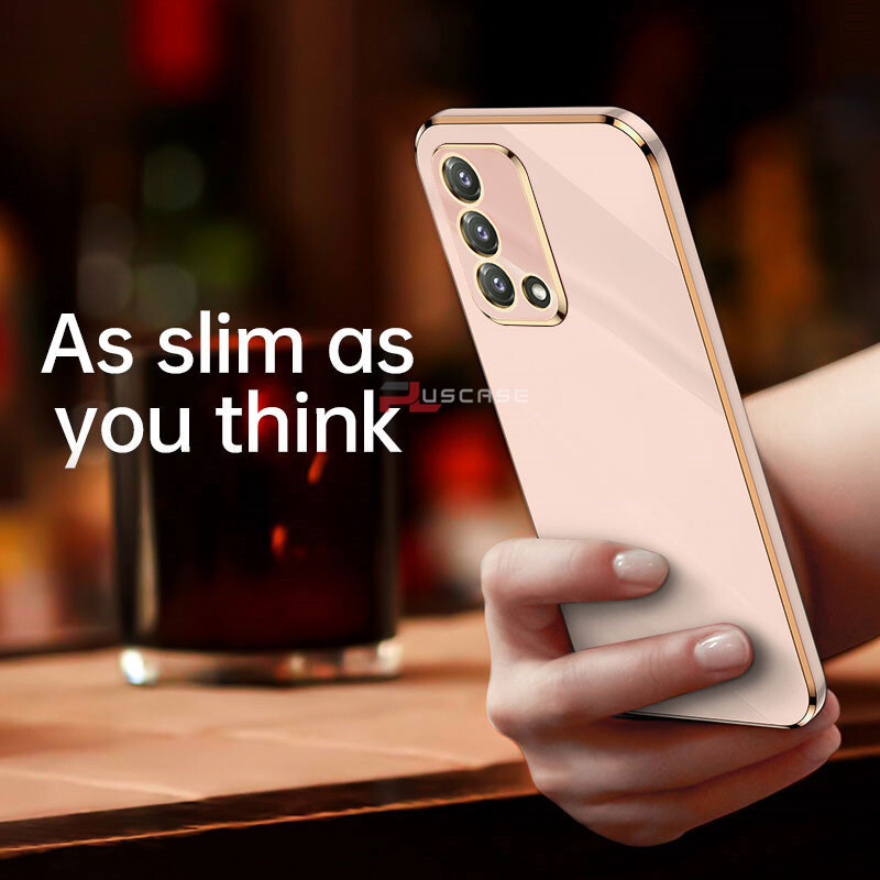 PlusCase for OPPO A95 4G A74 4G 6D Plating Soft Case Lens Protector Square Frame Silicone Glossy Shockproof Phone Back Cover