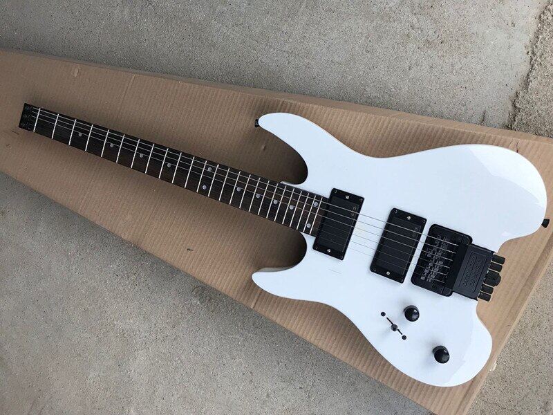 White Headless LeftHanded Electric Guitar SSH Pickups,Tremolo,Rosewood