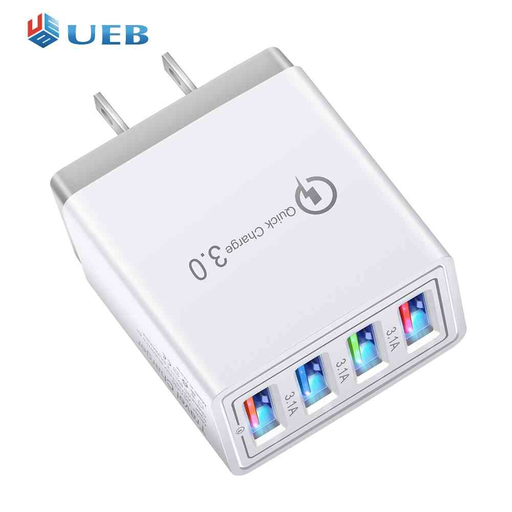 Cell phone wall charging chargers 5v 3.1a 4 ports usb led tablet charger adapter