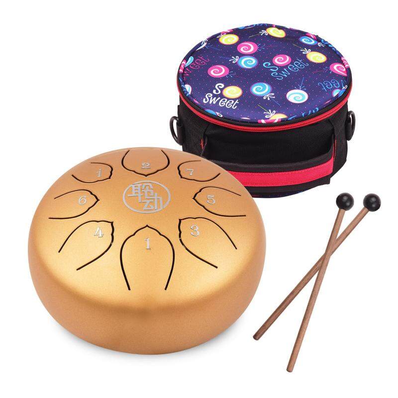 6 Inch Steel Tongue Drum Handpan Drum 8-Notes C-Key Percussion Instrument with Mallets Drum Bag Wiping Cloth for Musical Education Concert Mind Healing Yoga Meditation Gold