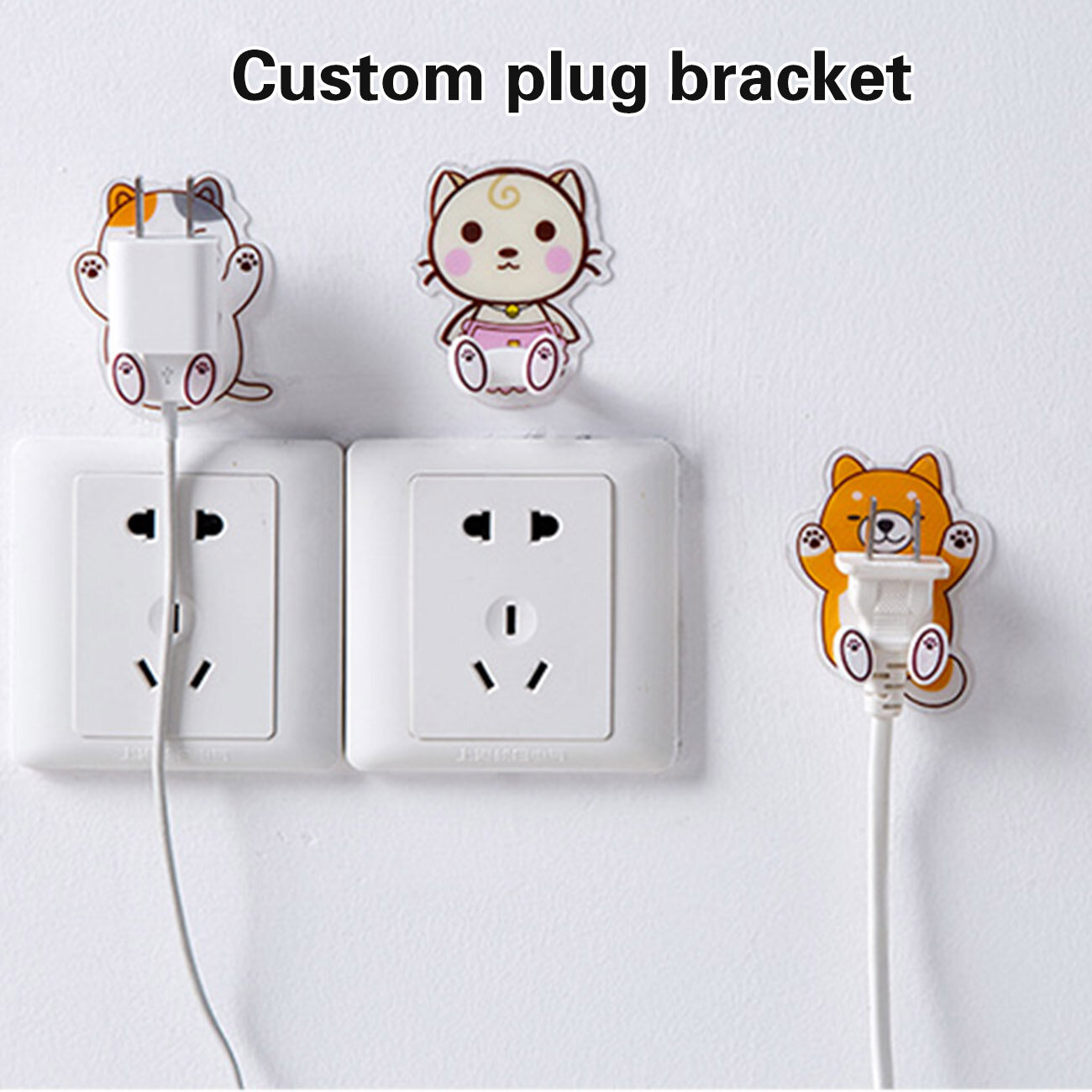 Homenhome Nội Thất Dính Ổ Cắm Móc Nhà Bếp Wall Mount Power Cắm Chủ Khung Nhựa Dán Mạnh