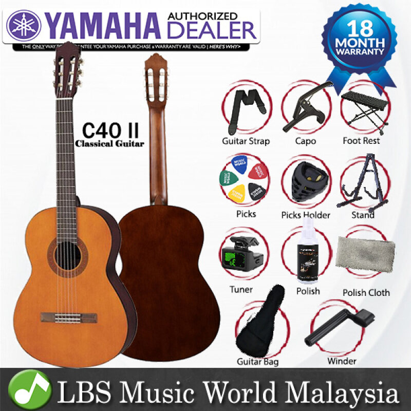 Yamaha C40 II Classical Guitar Standard Package with A frame Guitar Stand (C40II) Malaysia