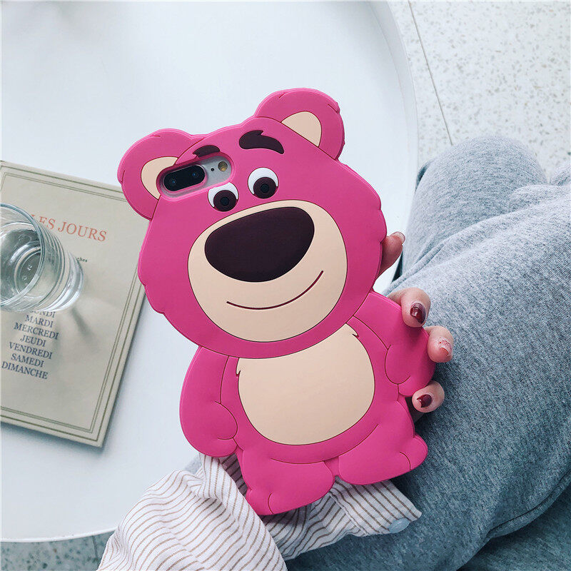Cute pink three-dimensional bear phone case for IPhone 6 7 8 Plus Soft Case Cover for IPhone XS Max XR Casing Drop and Scratch Resistance for Phone Back Cover Solid color phone case for Apple iPhone 11 12 13 14Pro Max SE 2020 Girl Gift Cute Cartoon Stitch