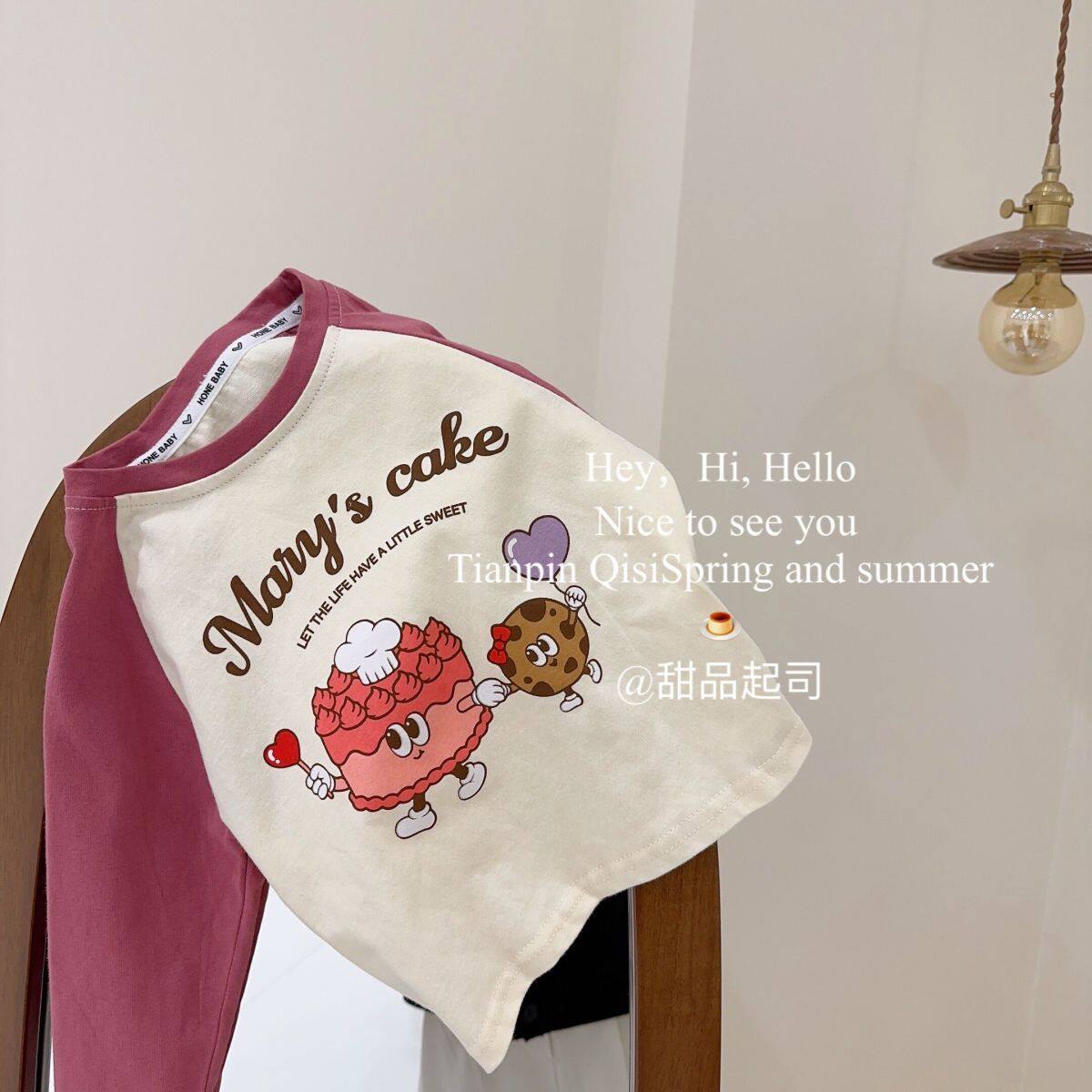 T-shirt for Kids Girls Cartoon Print Raglan Long Sleeve Cotton Tshirt Undershirt Top
