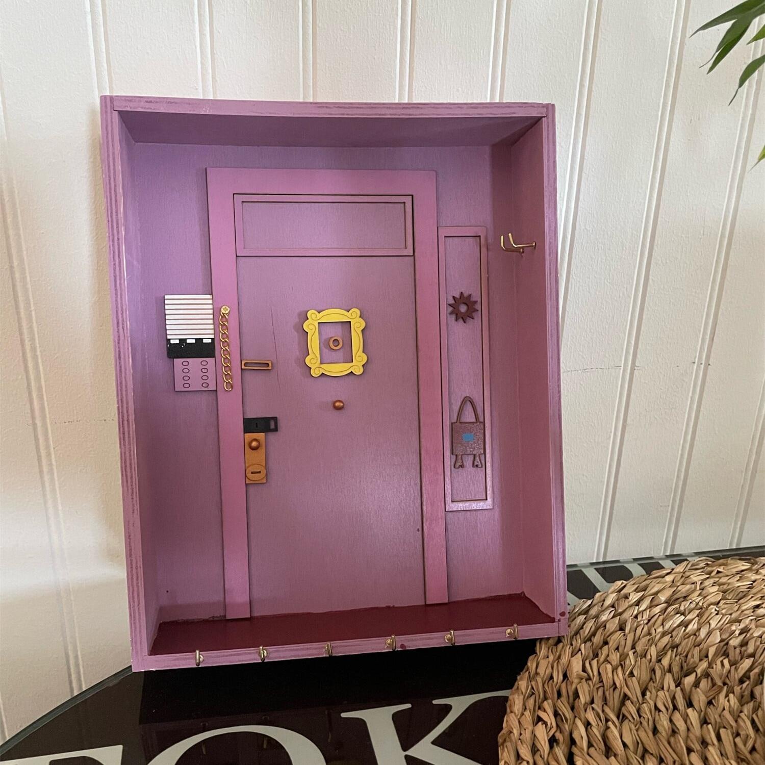 Friends Key Holder Monica's Door Wooden Purple Door Keychain