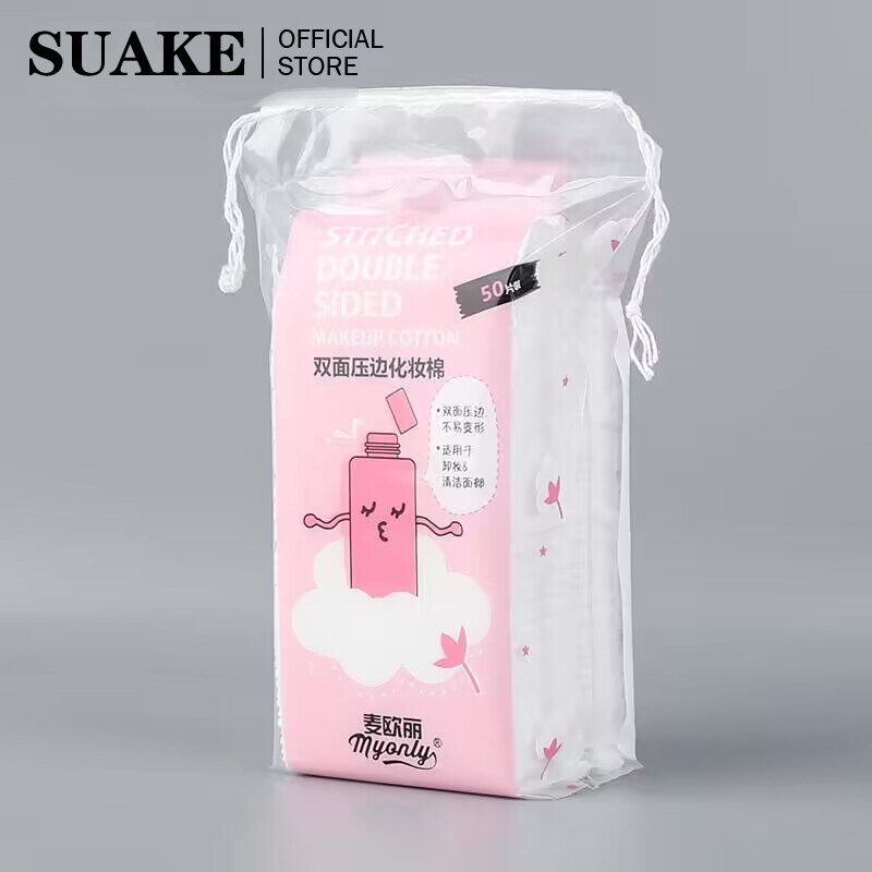 SUAKE Bông Tẩy Trang 100% Cotton Tẩy Trang Siêu Mềm Chải Kỹ 1 Túi 50 Tấm