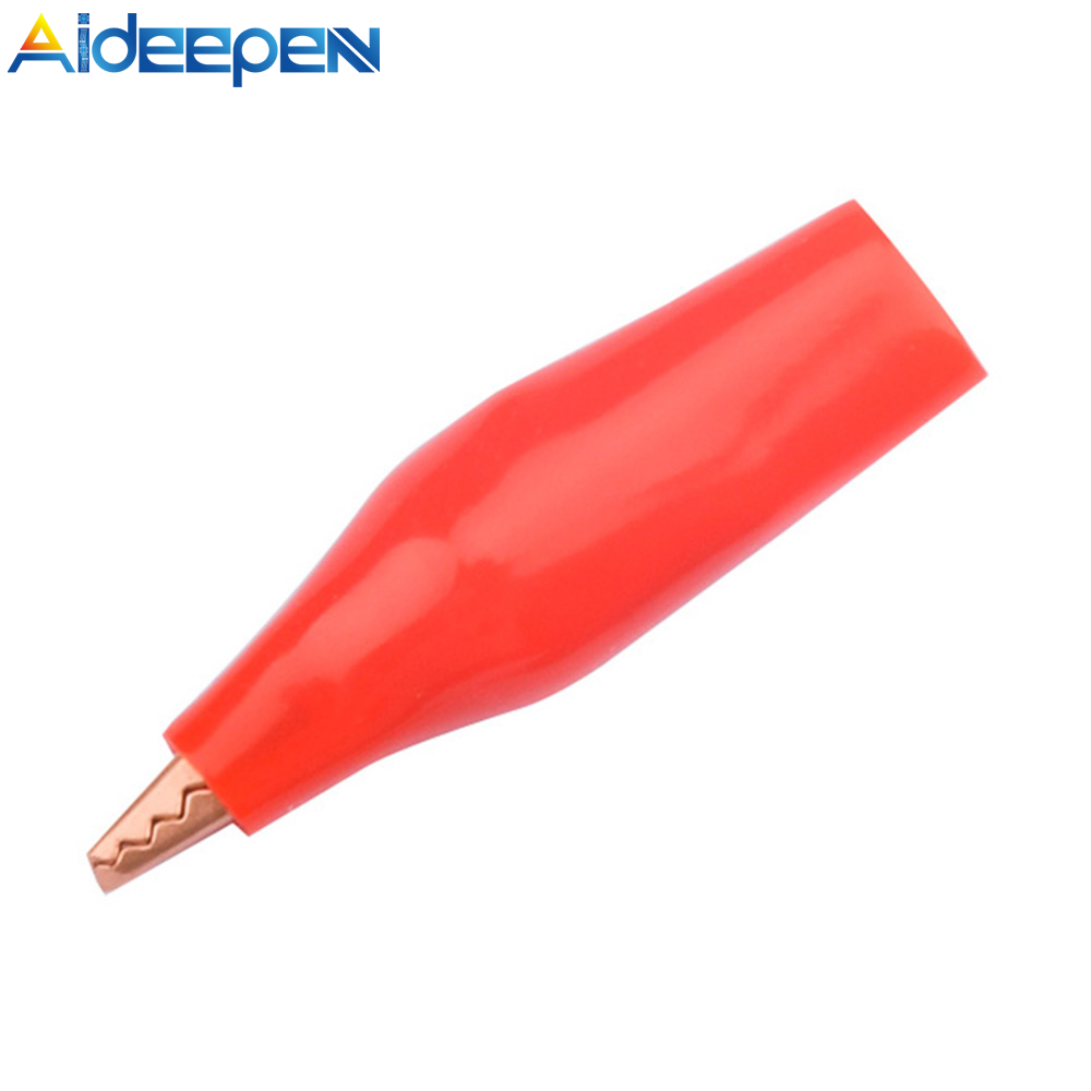 Aideepen 10A Alligator Medium Pure Copper Alligator Clamp with Protective Plastic Boot Red and Black Copper Test Clamp Wire Clip