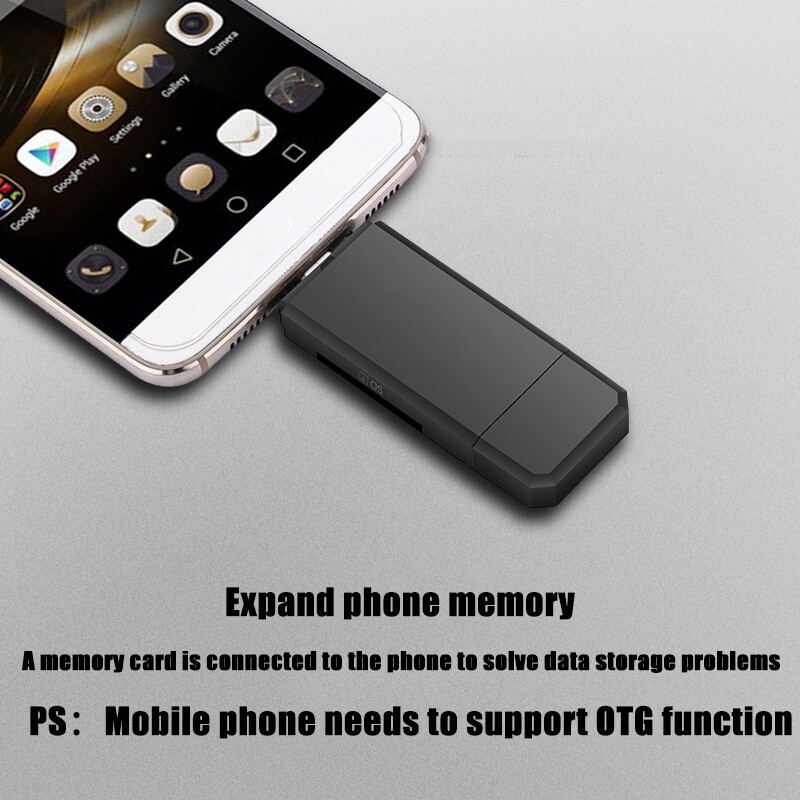 Đầu Đọc Thẻ OTG Micro USB Loại C 3 Trong 1 Đầu Đọc OTG TF Thông Dụng USB 2.0 Tốc Độ Cao Cho Máy Tính Android Đầu Mở Rộng