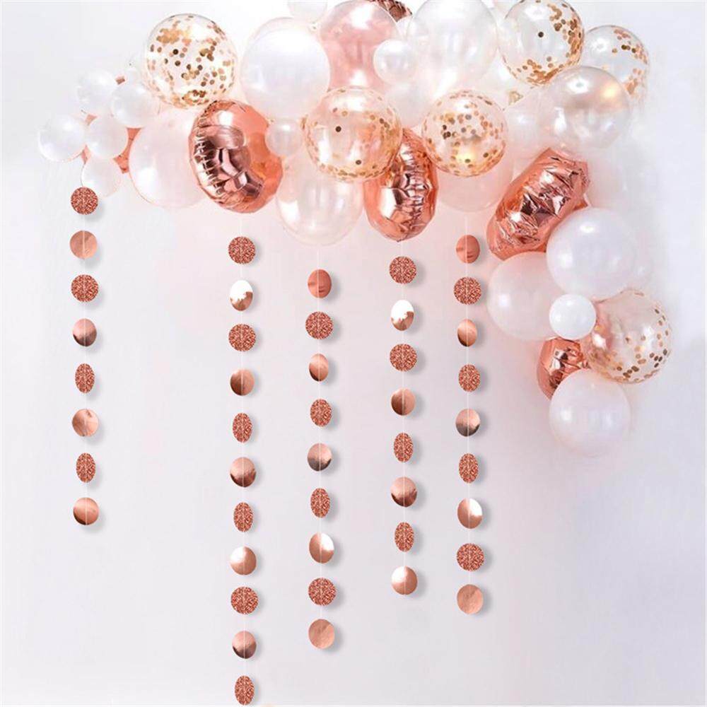 Ornaments Rose Gold Paper Garland Hanging Flag Glitter Powder banner