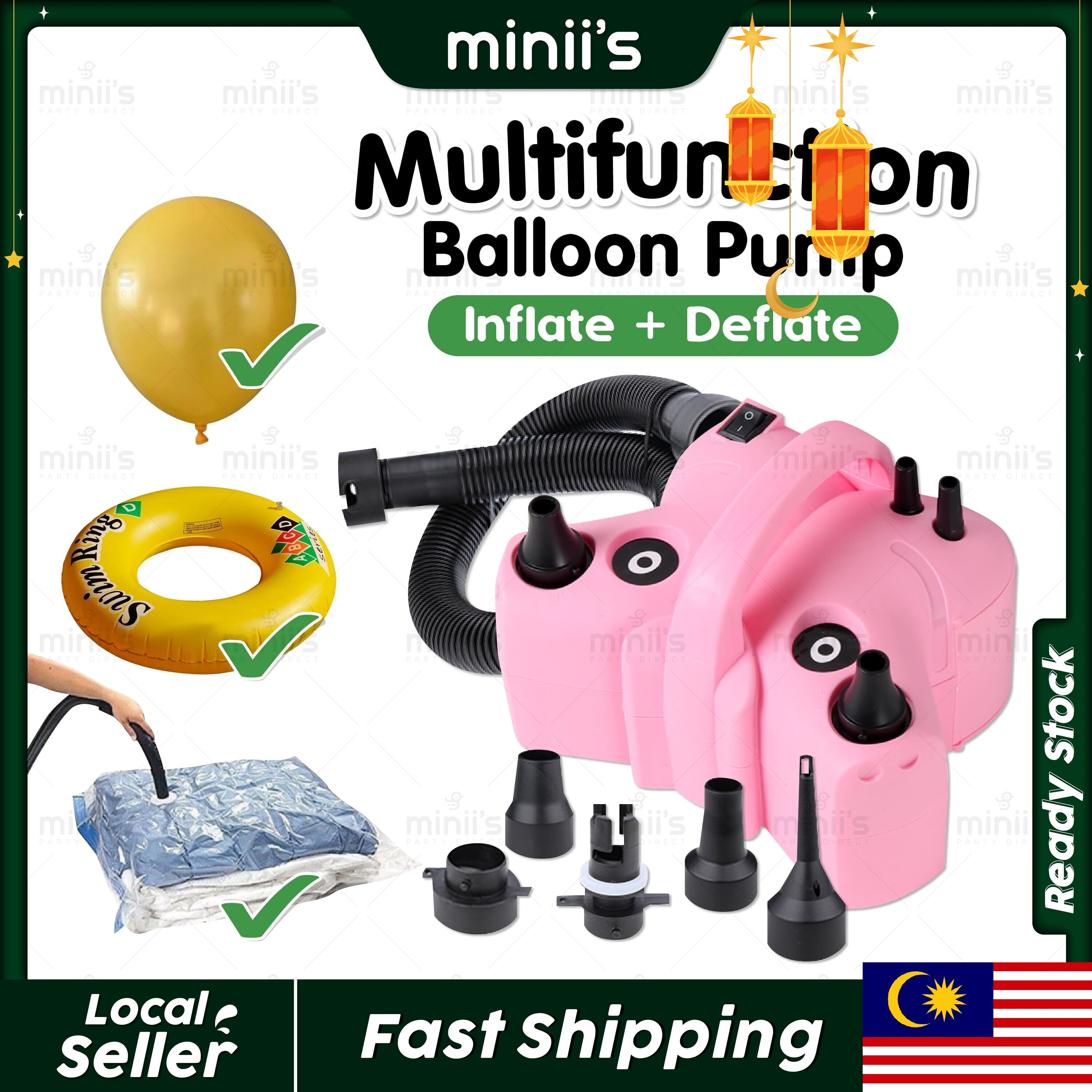 MINIIS PARTY Balloon Pump Electric Balloon Pump Machine Pam Belon