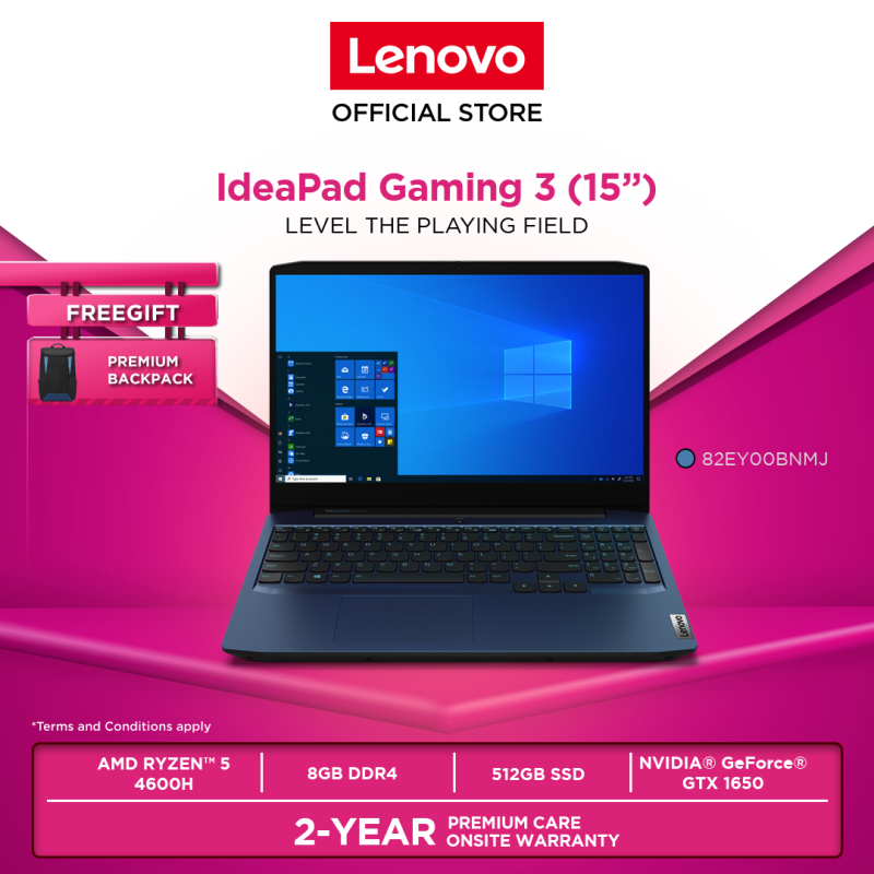 Lenovo Gaming 3 15ARH05 82EY00BNMJ 15.6|RYZEN 5|8GB|512GBSSD|GTX 1650|W10H|2YRPREM|BACKPACK Malaysia
