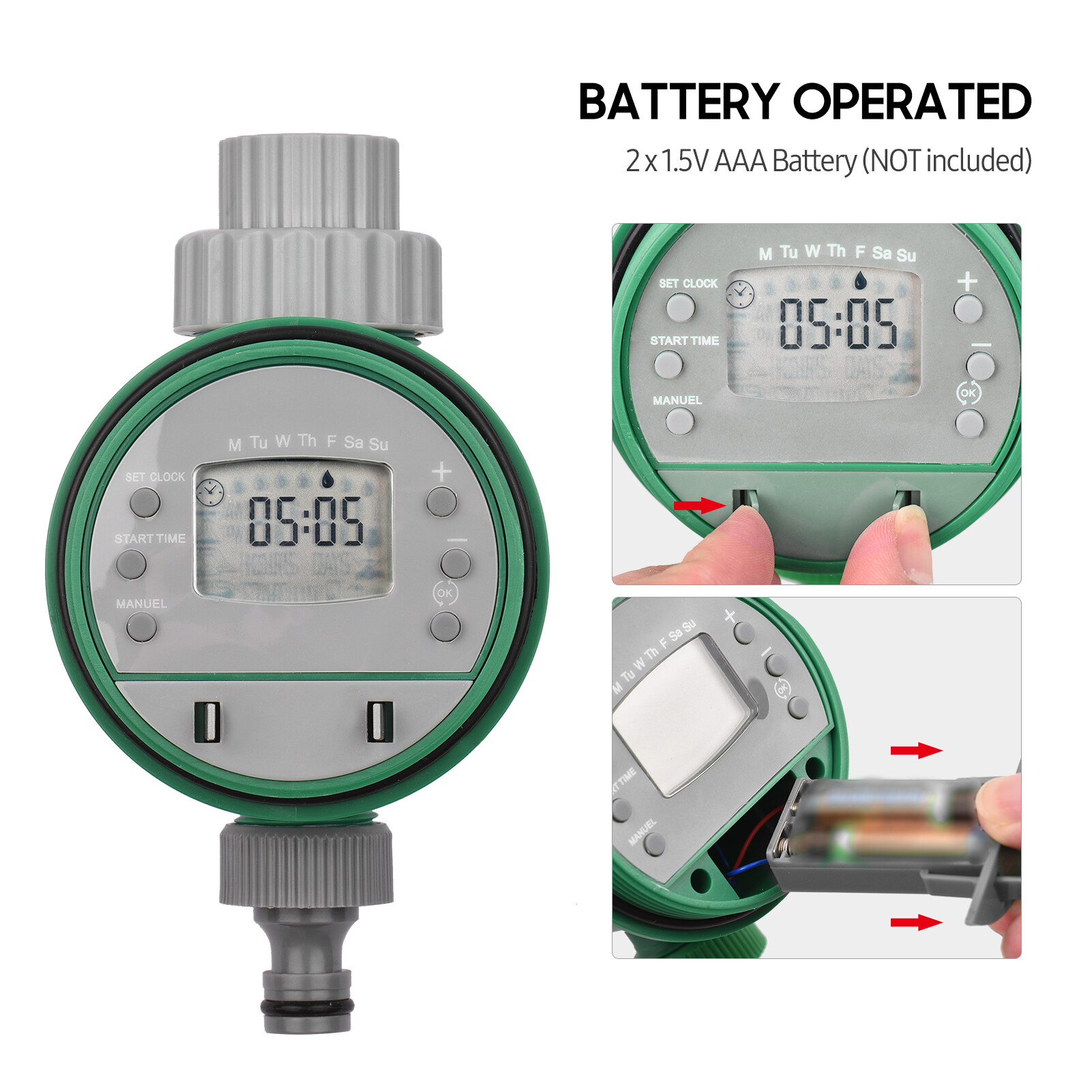 Meterk Digital Automatic Watering Timer Programmed Garden Irrigation Timer Battery Operated Intelligent Water Irrigation Controller for Lawn Farmland Courtyard Greenhouse