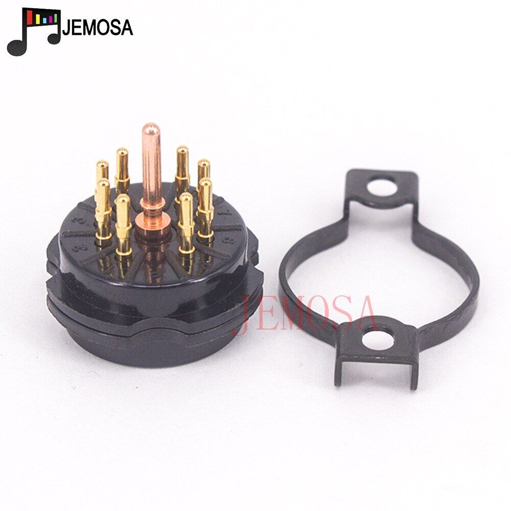 {“：》 CMC Bakelite 9Pin Tube Socket Plated For ECC81 ECC82 ECC83 12AX7 7199 ECC88 Electron Tube HIFI Audio Vacuum Tube Amplifier