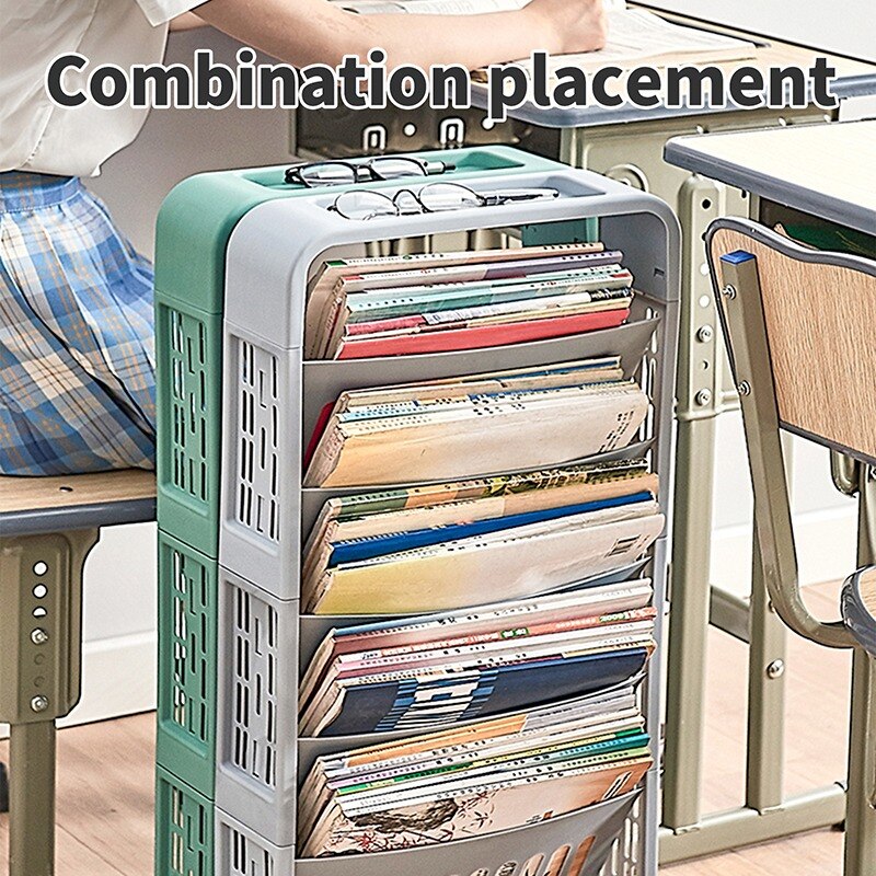 5 Layers Desk Side Bookshelf Classroom Desk Book Storage Rack Shelf