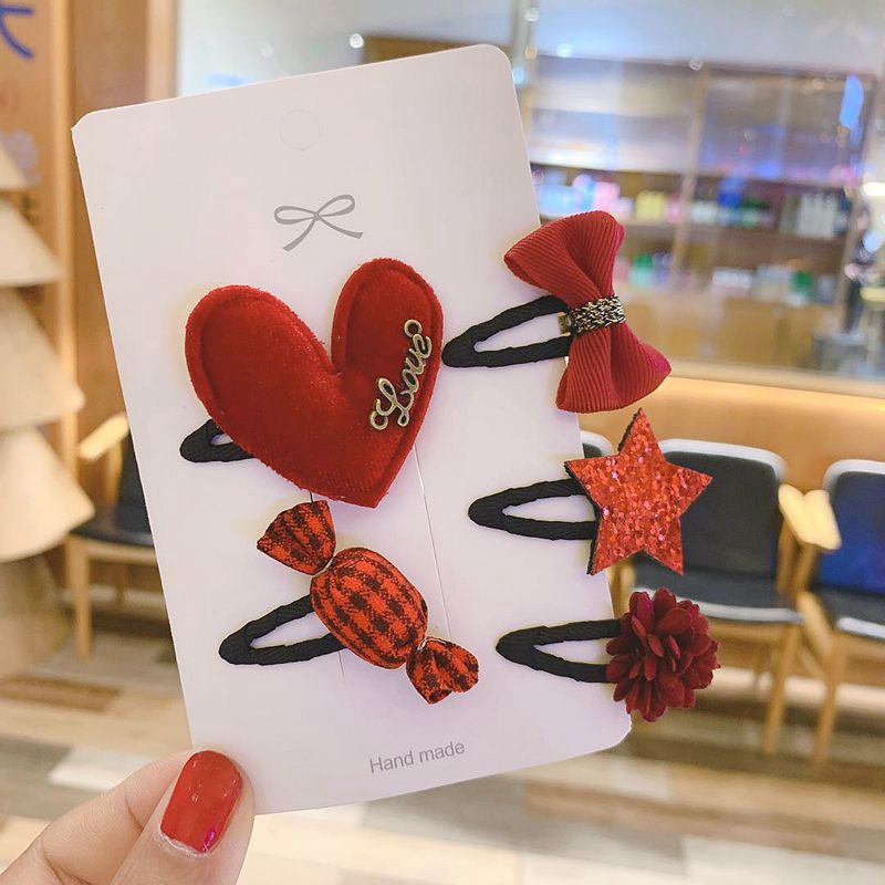 New Korean 5pcs/set Hair Clip Sweet Cute Children Baby Hairpin Set For Woman Girls Hair Accessories