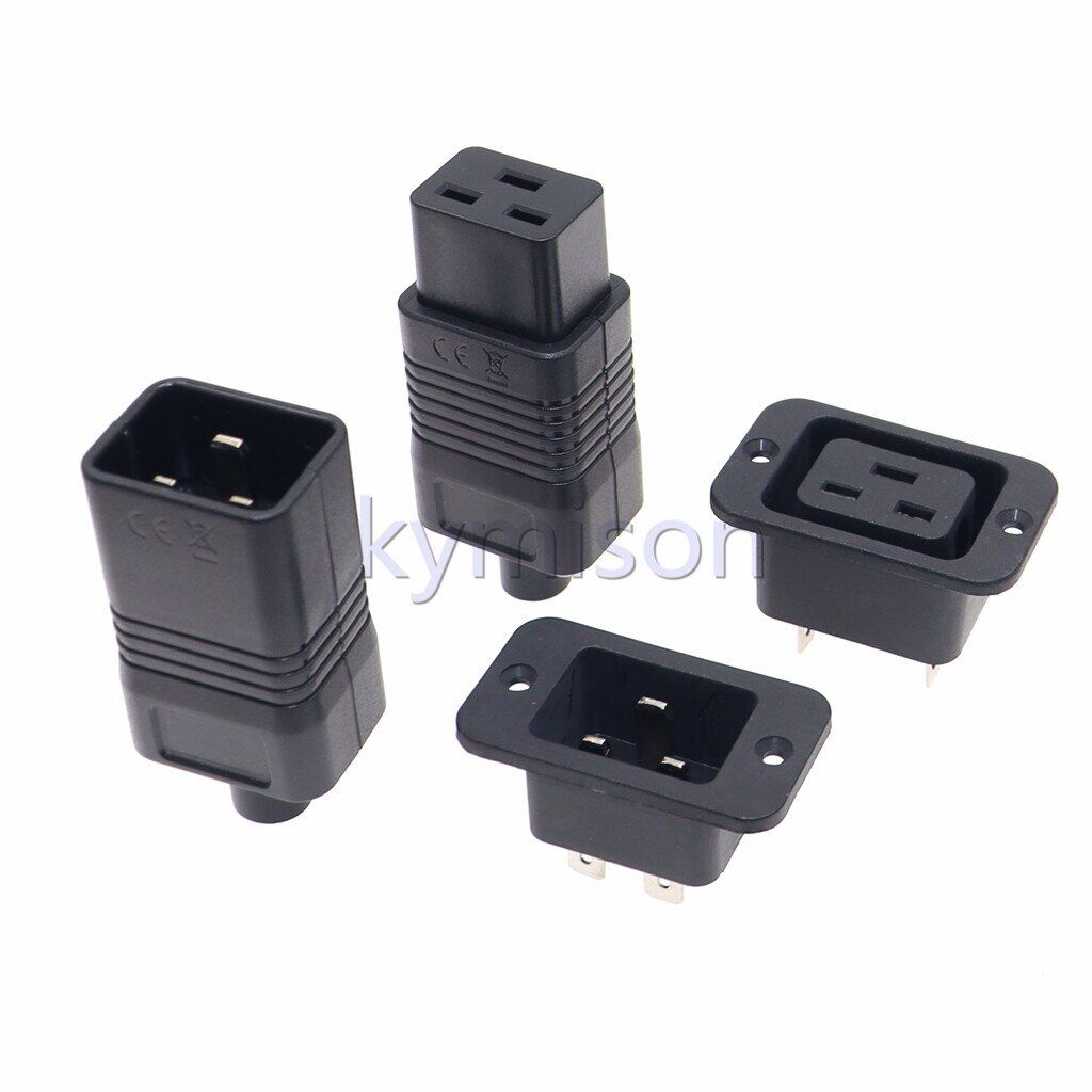 1pair pdu/ups socket standard iec320 c19 c20 female male plug adapter ac electrical power cable cord connector removable 16a