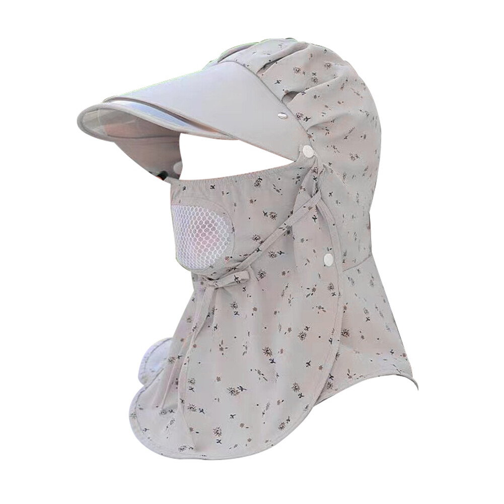 Summer women's sun visor hat Korean version of the big eaves mask shawl hat breathable mesh sunscreen hat outdoor tea-picking hat tea-picking hat