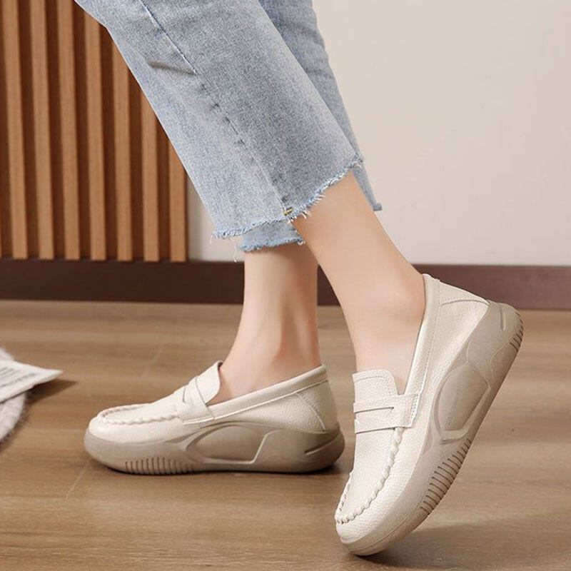 QiaoYiLuo Genuine leather women's shoes fashion casual sneakers women's new platform rocker muffin versatile shoes