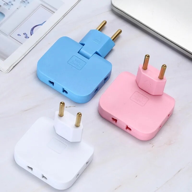 Rắc cắm Châu Âu 3 tụ AC điện 180 ° xoay Bộ chuyển đổi ổ cắm 1 chuyển đổi 3 mở rộng ổ cắm điện nhiều phích cắm ổ cắm Bộ chuyển đổi điện xoay chiều
