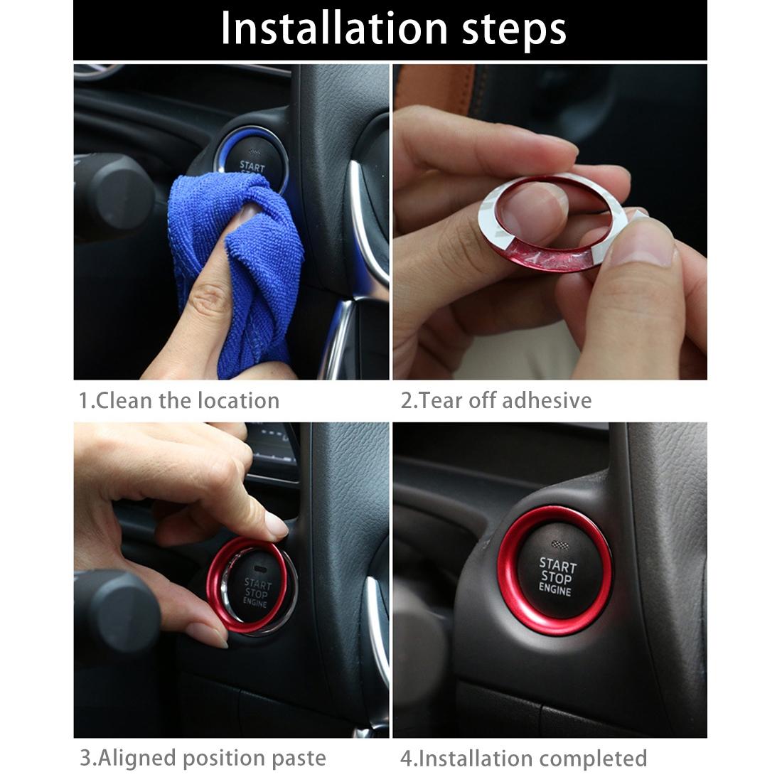 KANEED Nút Bấm Khởi Động Động Cơ Xe Hơi Vòng Trang Trí, Miếng Dán Trang Trí Hợp Kim Nhôm Cho Mazda