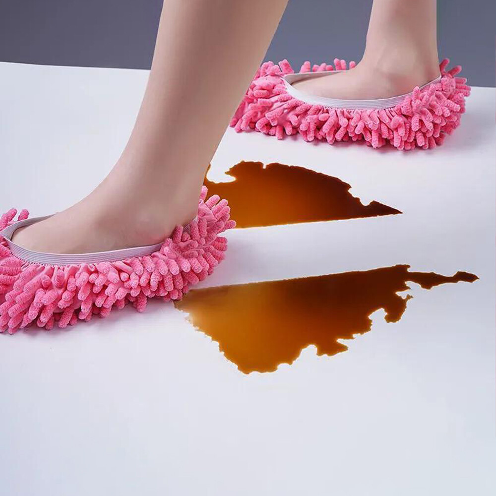 A Pair Chenille Reusable Shoe Covers, Cleaning Microfiber Lazy Floor Slippers, Multifunctional Floor Dust Removal Shoe Covers, Replaceable Cleaning Dust Removal Mop
