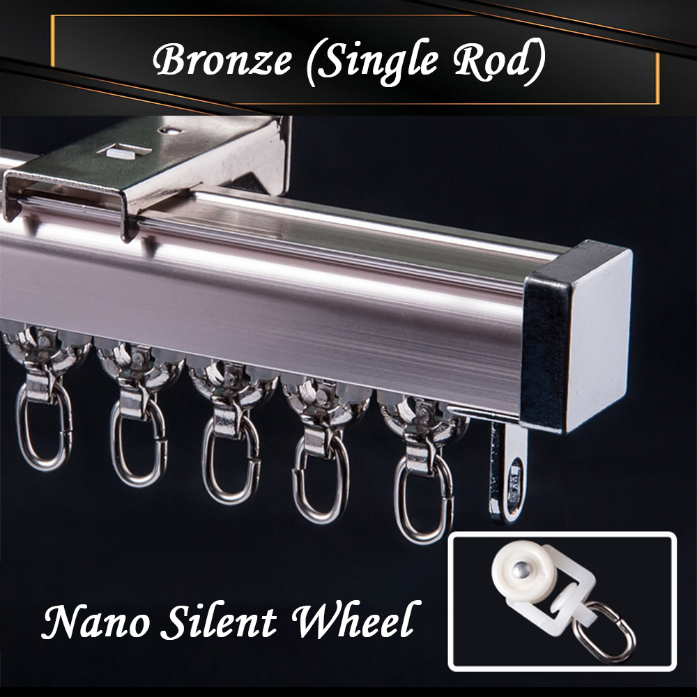 [FULL SET] Borong365 Aluminium Window Curtain Rail Single Rail And ...