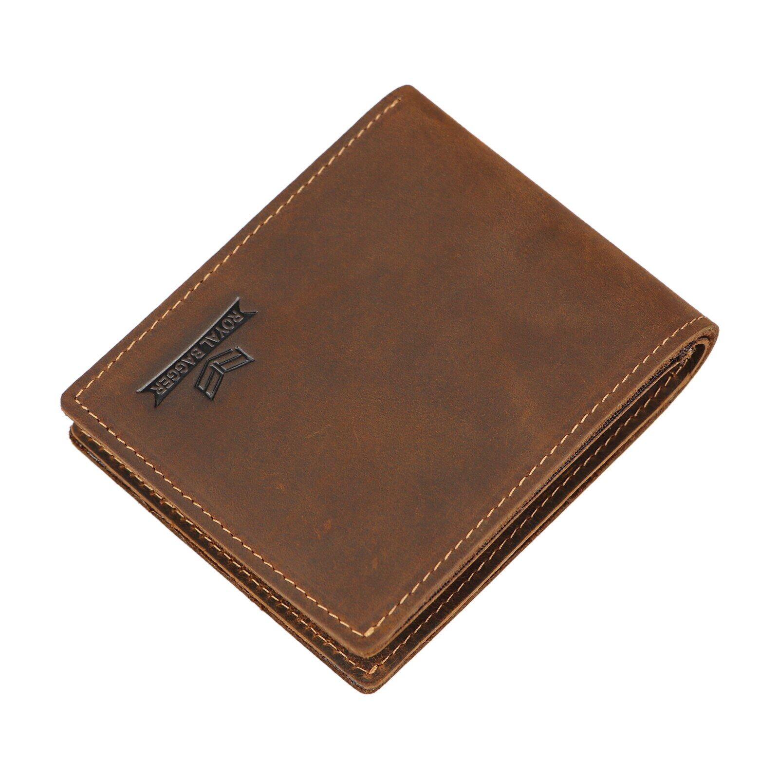 Royal Bagger Short Wallet for Men Crazy Horse Leather Male Slim Purse Card Holder Genuine Cowhide Wallets Man Vintage Pocket