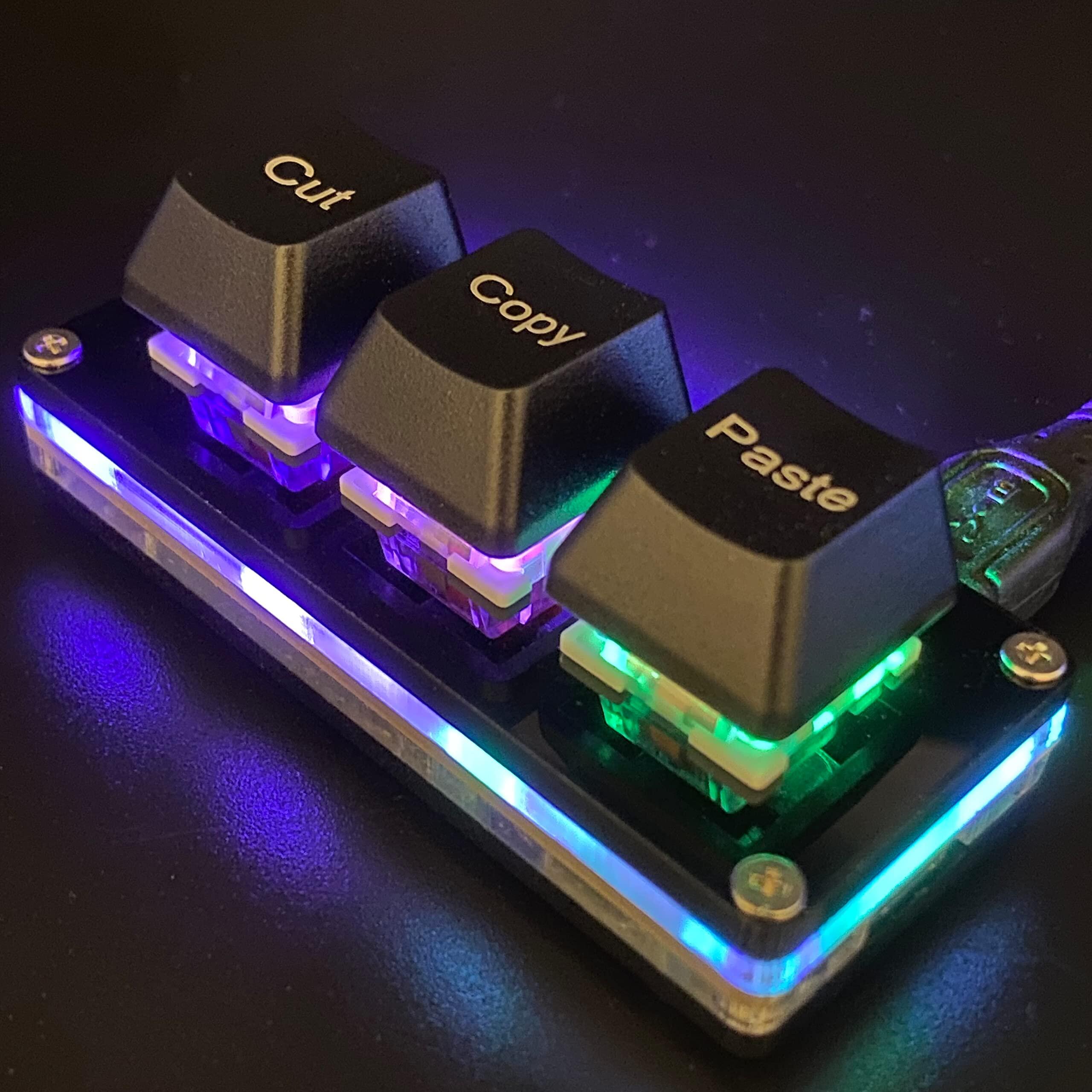 3-Key Cut Copy Paste Mini Keyboard Ctrl X C V Shortcut RGB Macro Pad OSU Gaming Keypad Programmable Keyboard For Working