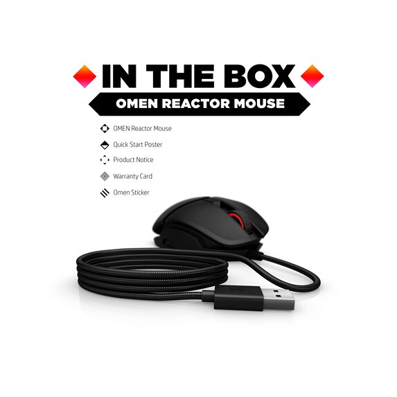 HP Omen Reactor Gaming Wired Mouse (2VP02AA) Optical-Mechanical