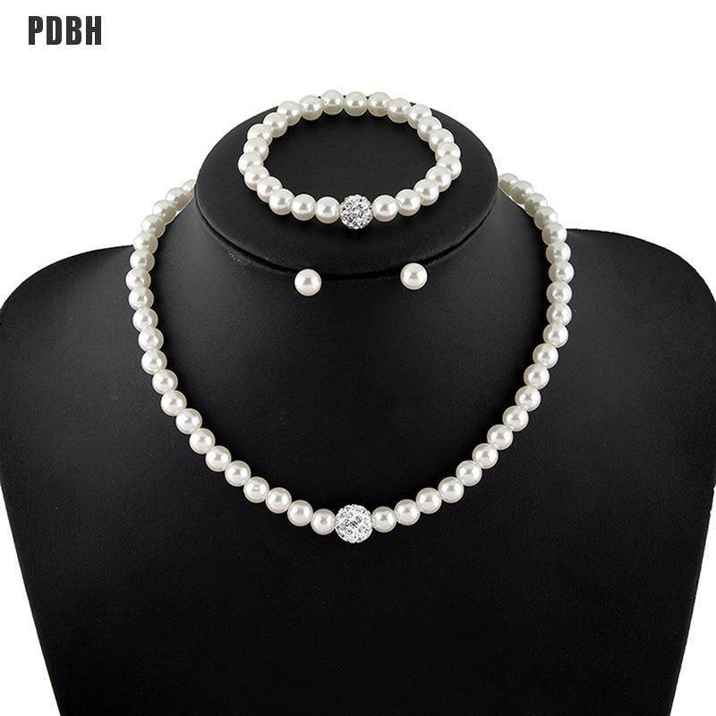 [PDBH Fashion Store] Fashion Pearl Jewelry Sets Luxury Ball Pearls Necklace Earrings Bracelet Sets