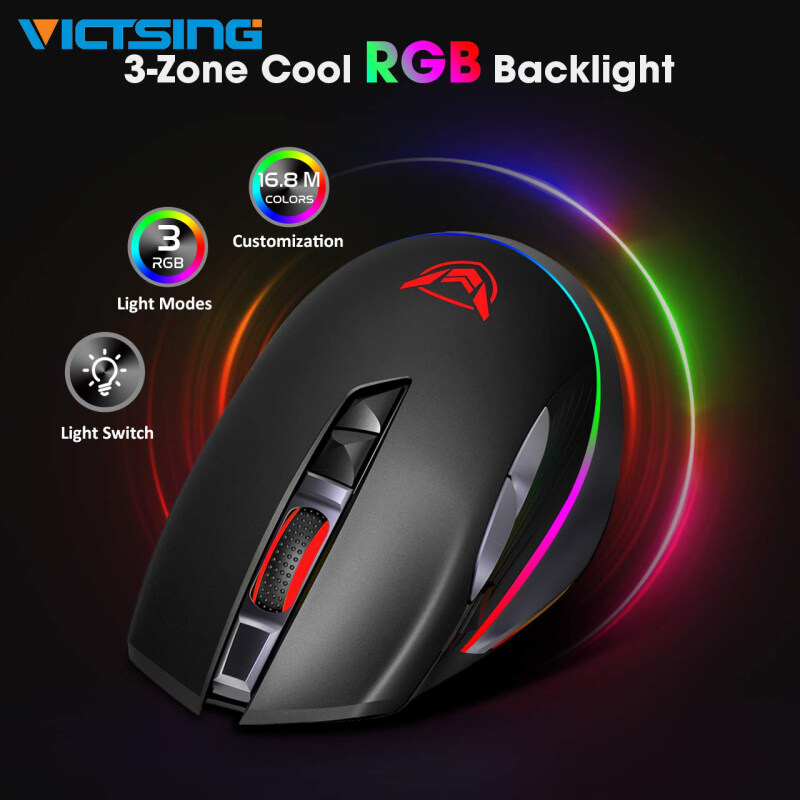 VicTsing PC255 Gaming Mouse Wireless 10000 DPI RGB Mouse Rechargeable Ergonomic Computer Mice With 8 Programmable Buttons For PC