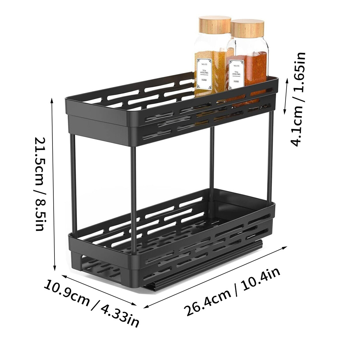 WORTHBUY Dung tích lớn giá lưu trữ kéo ra hai lớp gia vị lọ gia vị tổ chức Kệ Nhà Bếp Tủ lưu trữ