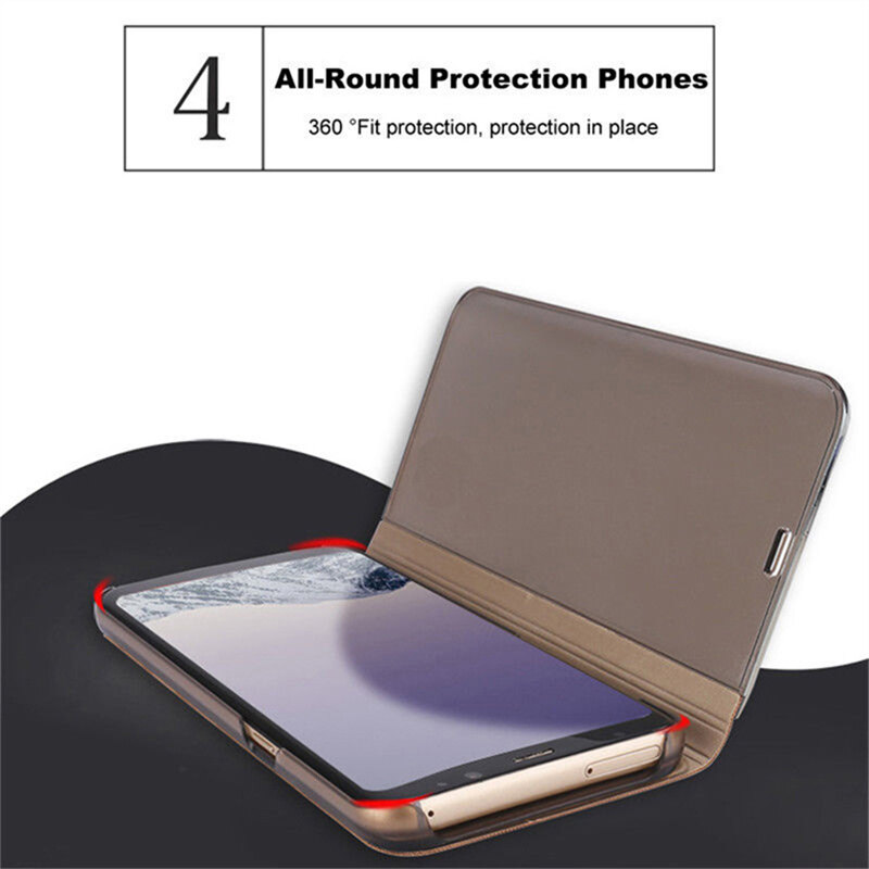 For Huawei Nova3 Nova4 Nova5 Nova5Pro Nova3i Nova5i Nova6 Nova6SE High-end Flip Mirror Bracket Mobile Phone Case for Huawei Nova7 Nova7SE Nova7Pro Leather Business Men Back Cover