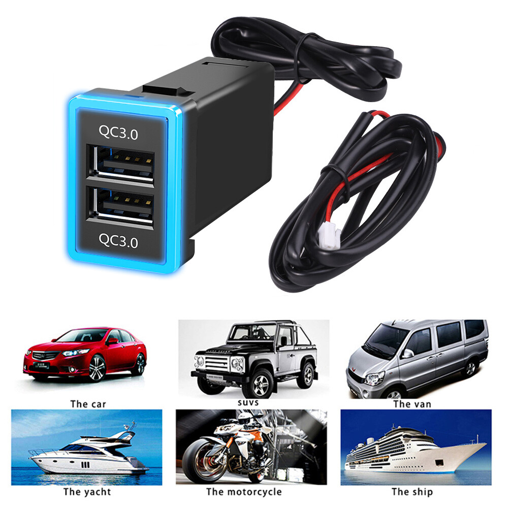 Pd qc 3.0 dual usb car socket fast charger type c phone quick charging power adapter for toyota