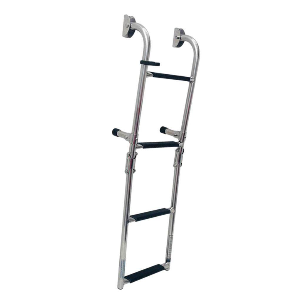 Marine 4 Step Heavy Duty Rear Entry Pontoon Boat Ladder Dock Ladder w// Handrails