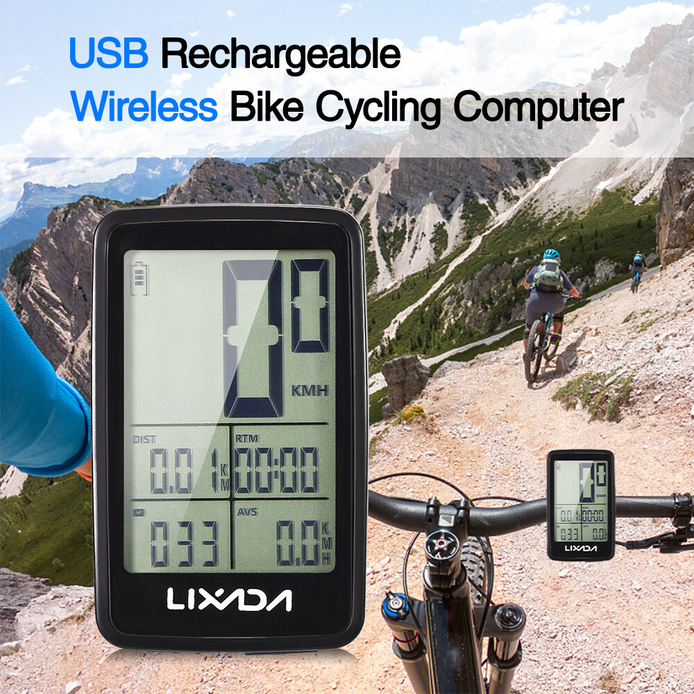 Lixada USB Rechargeable Bike Cycling Computer Tracker Bicycle Speedometer Odometer