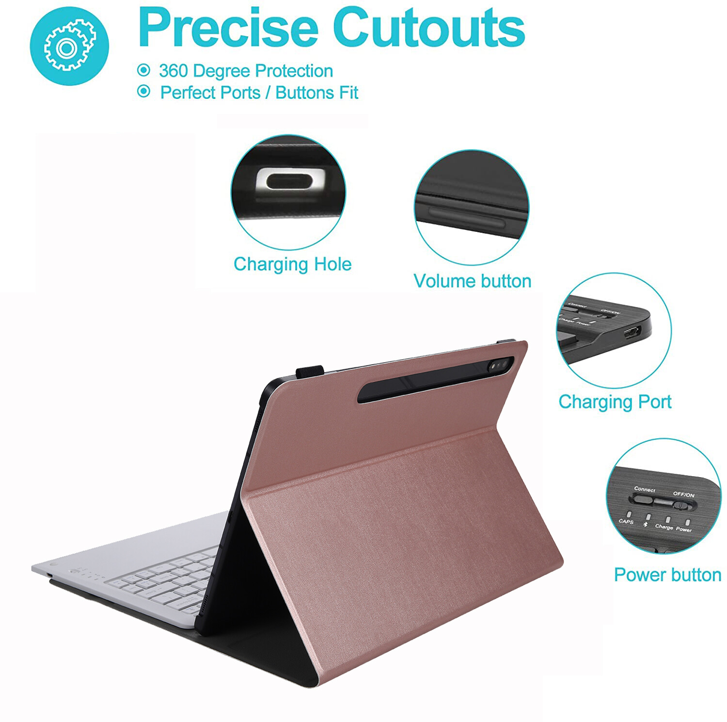 Vỏ bàn phím có chuột bluetooth cho Tab Samsung S9 Plus 2023, Tab S8 Plus 2022, bàn phím không dây có thể tháo rời với nắp giá đỡ trọng lượng nhẹ mỏng cho Galaxy Tab S9 FE Plus, Tab S7 FE/Tab S7 Plus 12.4 inch