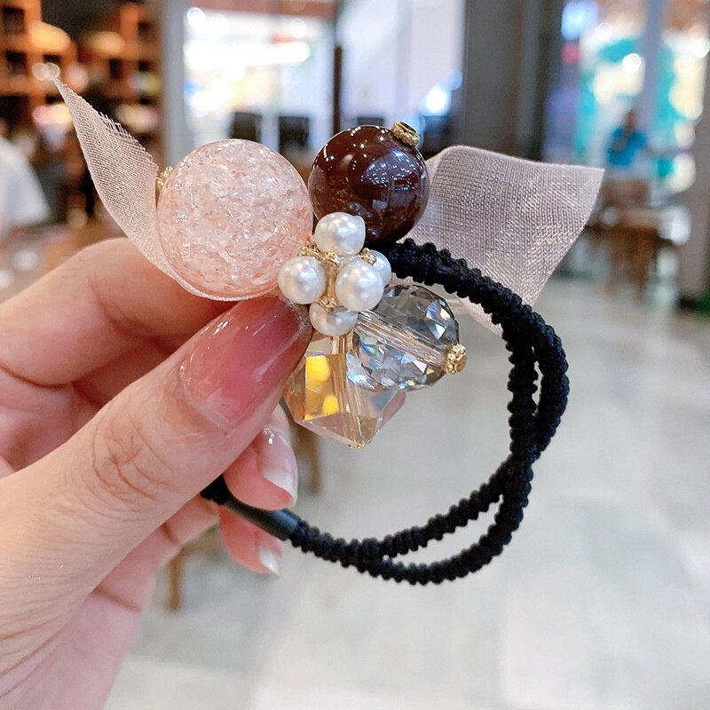 New Korean Hair Rope Fashion Cute Crystal Ball Elastic Rubber Band Girl Woman Hair Accessories