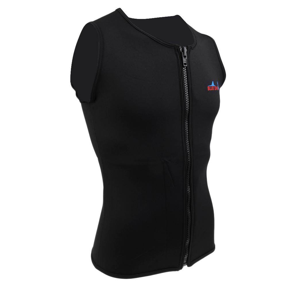 WDAir Mens 2mm Black Neoprene Wetsuit Vest Front Zipper Top for Diving Surfing