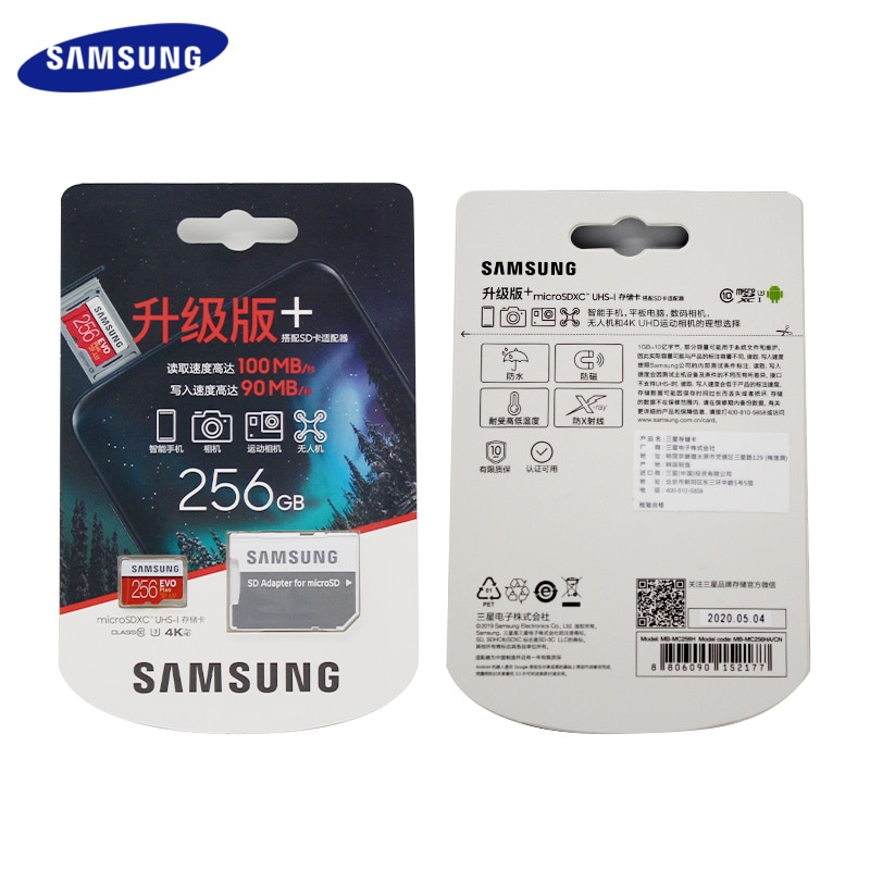 ♥COD + Thẻ Microsd SAMSUNG Chính Hãng 100% Thẻ Micro SD 256G 128GB 64GB Thẻ Nhớ 512GB Thẻ Flash TF Class10 U3 SDXC I Grade EVO + PLUS