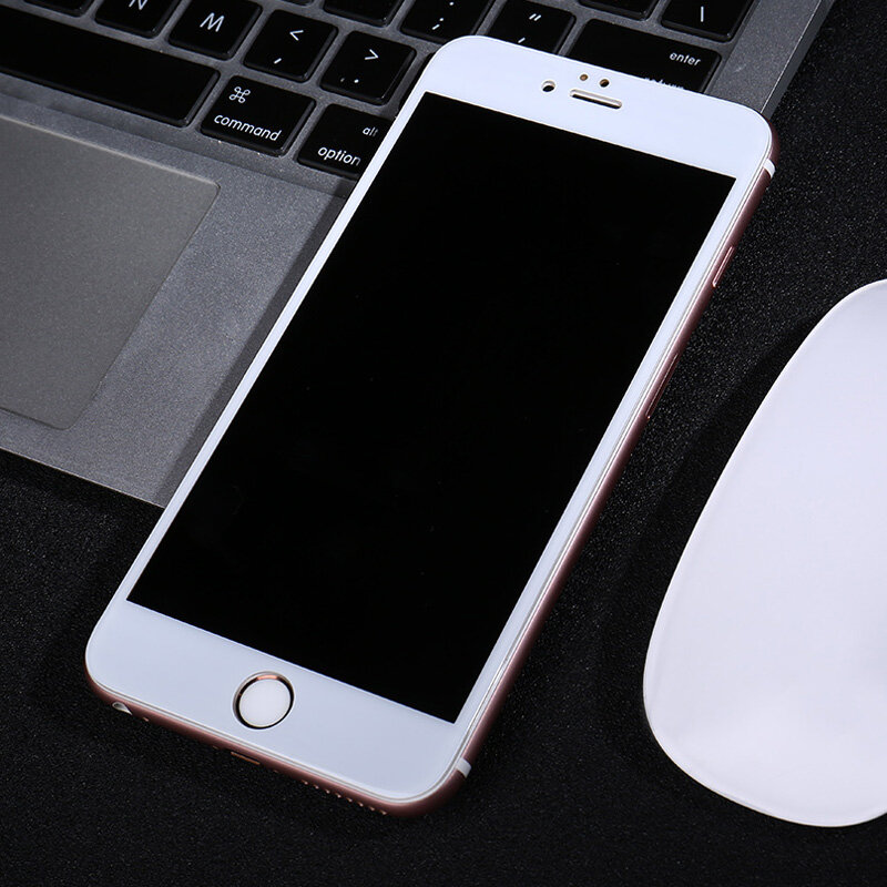 Kính Cường Lực Bảo Vệ Màn Hình Màu Trắng, Miếng Dán Màn Hình Trong Suốt Dành Cho iPhone SE 2020 2nd 6 6S iPhone 7 8 Plus