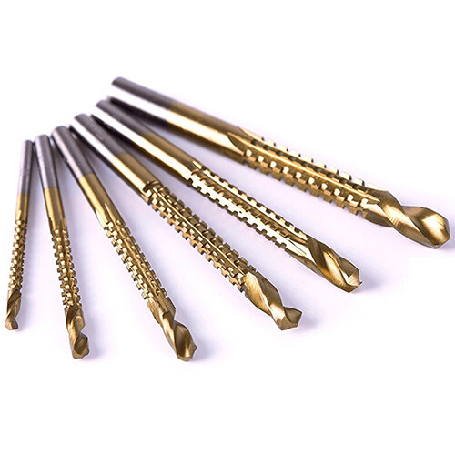 6 Pcs HSS High Speed Steel Titanium Coated Drill Bits Set 3-8mm Hex Shank