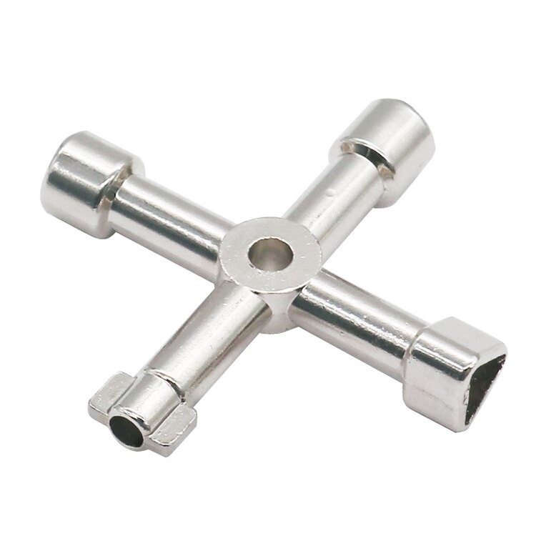 4 Way Universal Cross Triangle Wrench KEY for Train Electrical Elevator Cabinet Valve Alloy Triangle Cross Triangle KEY