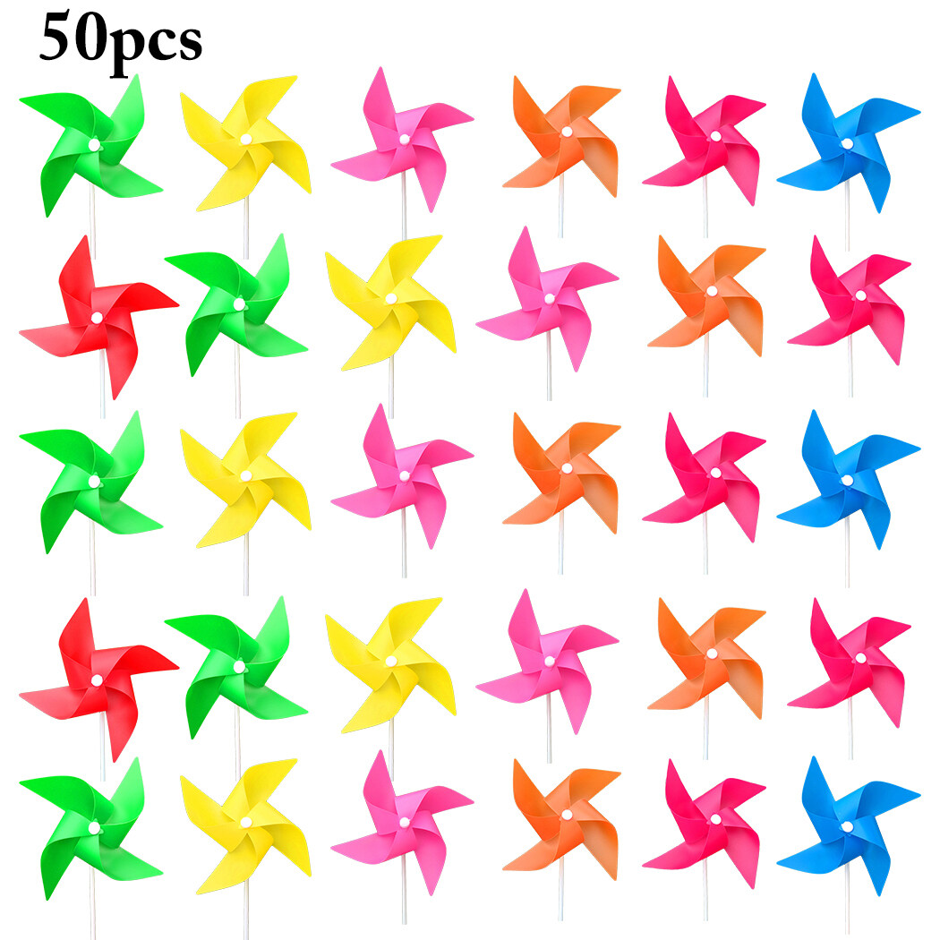 50pcs Wind Spinner Colorful Windmill Kids Toy Garden Yard Outdoor Wind Spinner Colorful Windmill Kids Toy