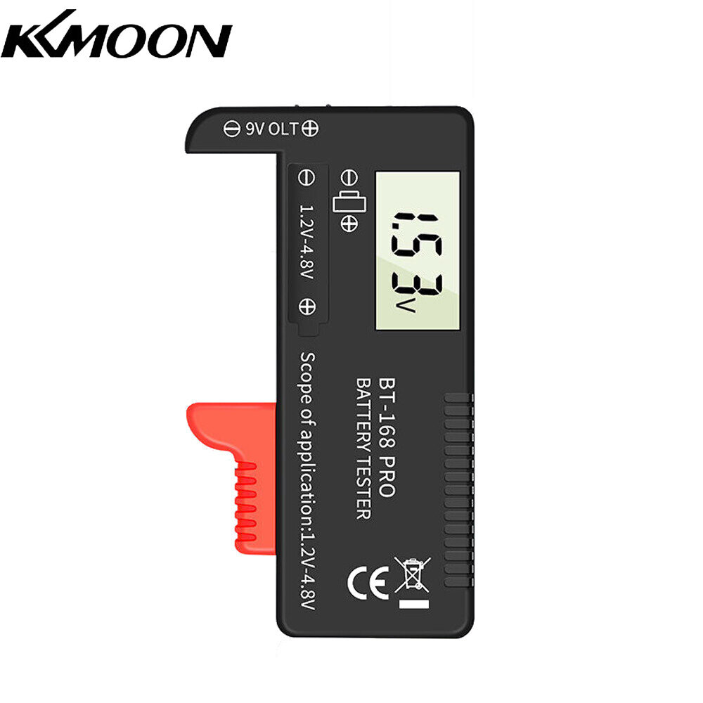KKmoon 168 PRO Digital Display Universal Battery Tester Portable Battery Capacity Indicator Practical Battery Level Checker Voltage Meter Electric Quantity Monitor Detector for 9V 1.2V-4.8V Battery