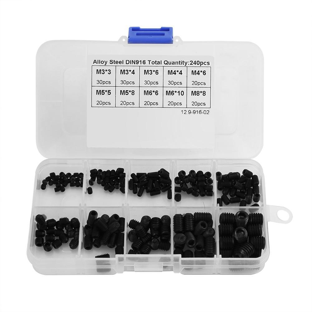 240 Vít Có Lỗ Trên Đầu Loại Ổ Cắm Đầu Allen Hex Bộ Vít Cấy Bộ Hộp DIN916