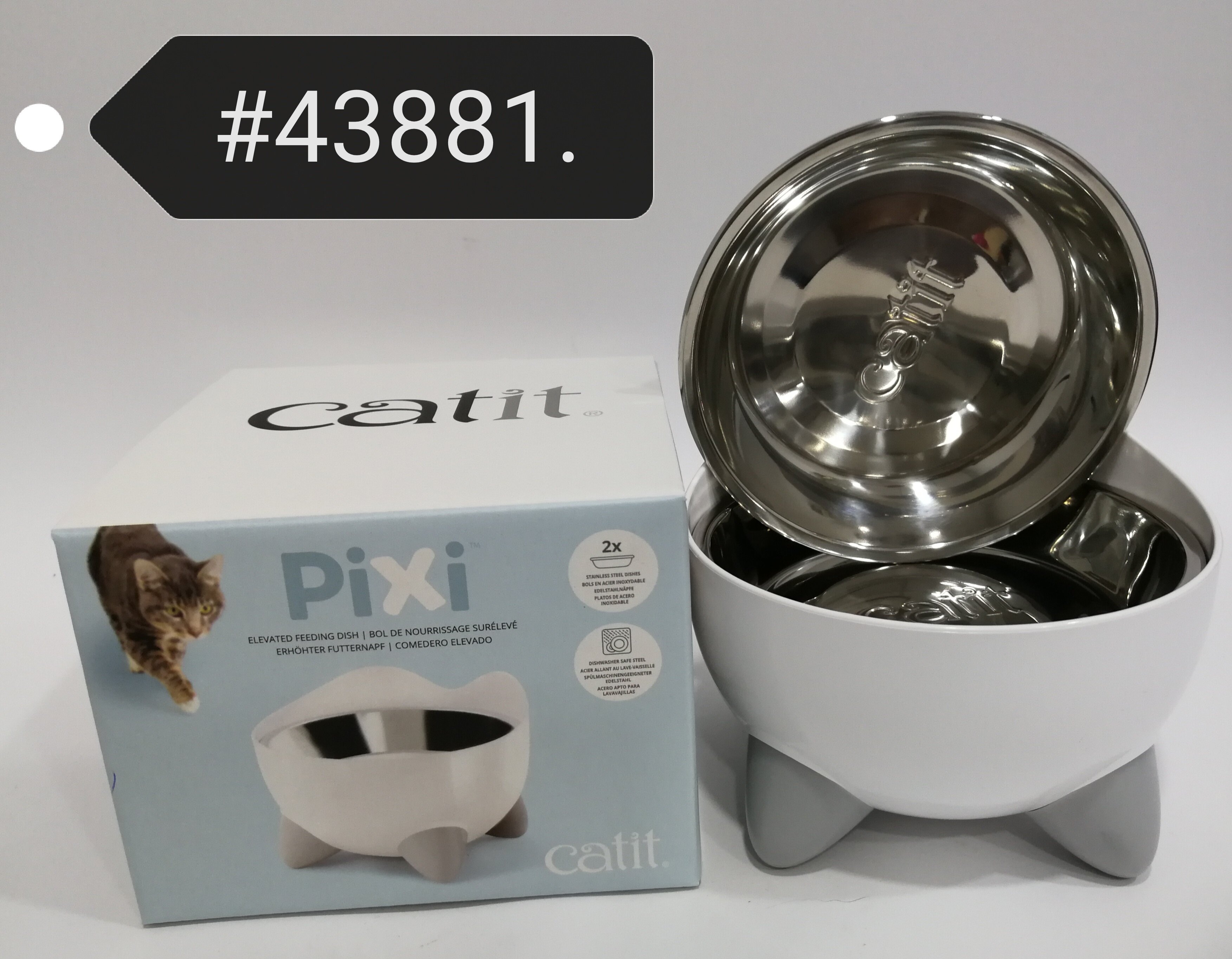 Catit PIXI Elevated Feeding Dish Cat Food Stainless Steel Bowl