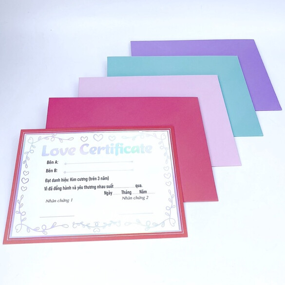 Chứng chỉ yêu tình dành cho các cặp đôi - Love Certificate